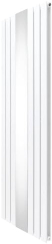 Flat Panel Radiator with Mirror 1800mm x 565mm Modern Designer Double Column Vertical Heater Matt White Carbon Steel Wall Mounted Kitchen Living Room Cleaning Brush Fixing Kit & Brackets