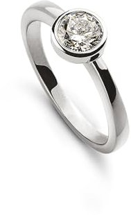 MUAU Schmuck Solitär Ring Zargen-Fassung Weissgold 750, Brillant 0.33ct.