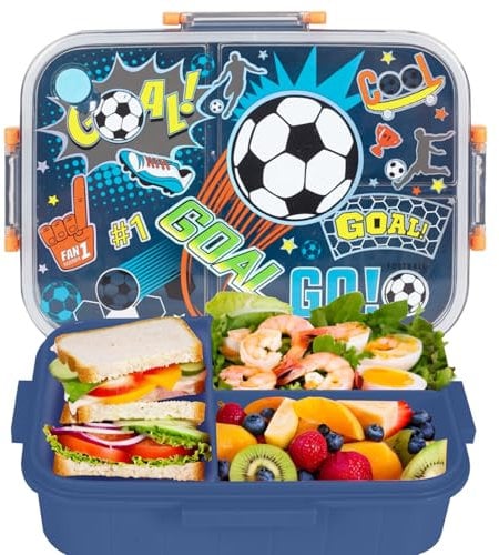 PinkSheep Bento Fiambreras para niños, 1200 ml, sin BPA, a prueba de fugas, contenedores de alimentos para niños con 3 compartimentos, regreso a los estudiantes de la escuela, contenedores para