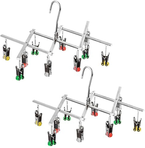 Qinglele Stendibiancheria con 10 mollette per biancheria intima, set da 2 pezzi, pieghevole