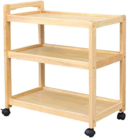 GLETSF Wooden Rolling Bar Cart for Home Kitchen Hotel 3 Tier Kitchen Storage Rack Serving Trolley with Wheels Outdoor Drinks Trolley Serving Cart for Patio and Garden,Beige-Balck