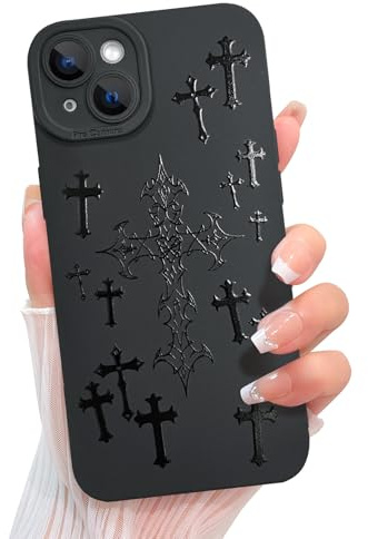 KANGHAR Schutzhülle für iPhone 13, ästhetisches gesegnetes Kreuz, Jesus, christliches Goth, entworfen für Damen, Mädchen, Herren, Vollkameraschutz, schmale Passform, weiches TPU, stoßfeste Schutzhülle
