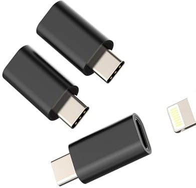 Adaptador Lightning hembra a USB C macho (Lotde3) para iPhone 16 15 Pro para Apple Cargador Cable Jack Adaptador Tipo C Soporte Carga para iPad 10 Conector Compatible con Samsung Coche Accesorio