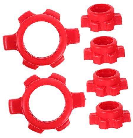 SUPVOX 6pcs Red Plastic Barbell Nuts Dumbbell Safety Clamps Fitness Screw Clips for Home Gym Weightlifting Equipment Accessories