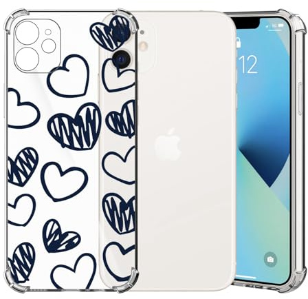 ChoosEU Clear Case for iPhone 11 with Flower, Heart Love | Slim Soft TPU Silicone Phone Case, Floral Pattern Print Design for Women Girl, Shockproof Airbag Protective Transparent Cover
