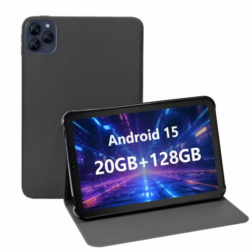 Keoaxll Tablet da 10,1 pollici, Android 15,10,1 pollici in-cell, 20 GB (8+12) RAM 128 GB ROM, 1280 x 800, 6000 mAh, Bluetooth, doppia fotocamera, GMS, WiFi