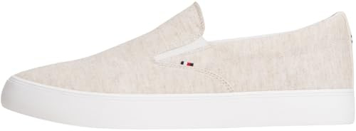 Tommy Hilfiger Herren Vulcanized Sneaker Harlem Slip On ohne Schnüren, Weiß (Ecru), 41