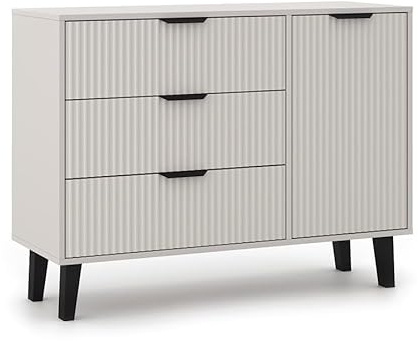 BDW - Kommode mit Schubladen - Sideboard Wohnzimmer Scandi - 110 cm breit, 81,5 cm hoch - für Schlafzimmer, Kinderzimmer, Jugendzimmer, Flur - aus Solider laminierter Möbelplatte - Kaschmir
