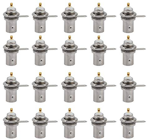 Watris Veiyi 20 Stück BNC Stecker, 2,7x0,9cm / 1,0x0,4zoll Metall BNC Buchse, BNCAdapter, Chassis Panel Mount Monitors Zubehör für Überwachungsgeräte