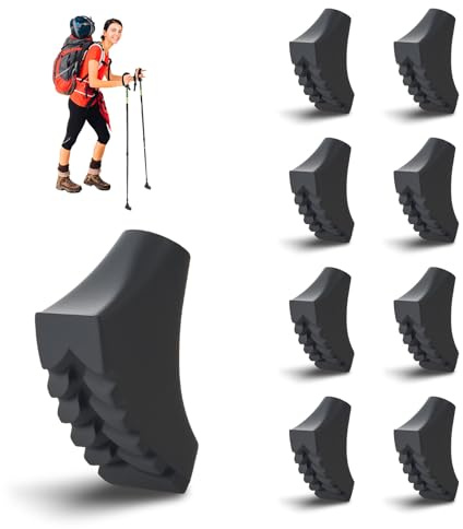 8 Piezas Puntas de Goma de Bastones Senderismo y Bastones Trekking,Topes de Goma Senderismo,Atapones Bastones Marcha Nordica Universales,Antideslizante y Duradero para Superficies de Asfalto Grava