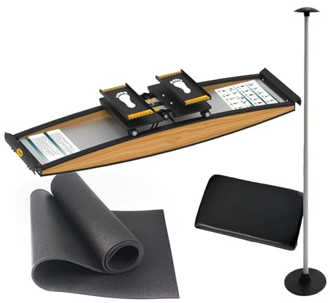 BeoyNot Indoor-Ski-Übungsgerät, 3D-Crosstrainer für Kraft und Balance, Taillen-Bauch-Bein-Trainingsgeräte mit Skistöcken und Matten