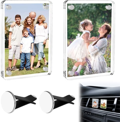 2 Stück 9x6cm Auto Lüftung Bilderrahmen, Auto Bilderrahmen Fotohalter Clip | Fotos Acryl Personalisierte Auto-Fotoclip, Autos Bilderrahmens, Autos-Fotohalter Clip, für Die Fahrzeugdekoration