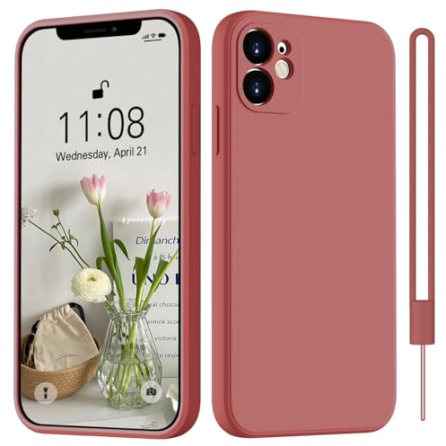 HGH für iPhone 12 Hülle Silikon, Rot | Handyhülle für iPhone 12 Case Ultra Dünne Rundumschutz mit Weichem Microfiber-Innenfutter Stoßfeste Kratzfest Schutzhülle