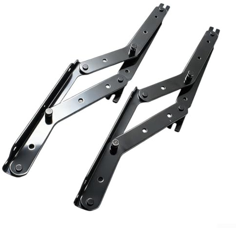 ComfyHarbor Folding Sofa Bed Hinges, Steel Triangular Spring Support Brackets with Concealed Storage Mechanism for Space-Saving Convertible Furniture, Black, 2-Pack