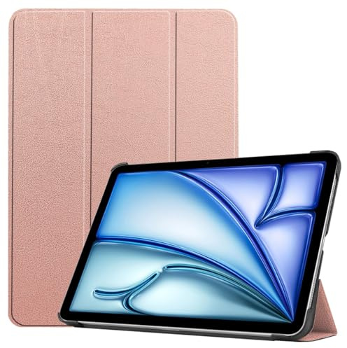Techsuit für iPad Air 13 2024 bis 2025 Hülle mit 360 Schutz, Mikrofaser Innenfutter, Verstellbaren Betrachtungswinkeln, Schlankem Design, Anti Fingerabdruck, FoldPro Series, PU Leder, Roségold