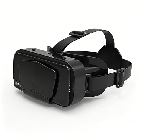 VR Headset, Universal 3D Virtual Reality Goggles with 360° Panorama, Anti-Blue Light, Adjustable Pupil Distance, Eye Protection, for Movies & Games, for 4.7-7.2 Inch Screens,Black