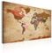 B&D XXL - Englische Weltkarte zum Pinnen Pinnwand & Vlies Leinwand Bild 120x80cm XXL Bilder mit Kork Rückwand Set mit 50 Markierfähnchen-Pinnnadeln Korktafel Kunstdruck Wandbilder Lernkarte Landkarte