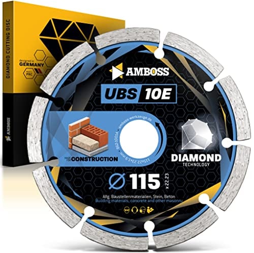 Amboss Diamant Trennscheibe UBS 10E - 115 mm x 22.23 mm - Beton/Baustellenmaterialien/Stein | gesintert | Segmenthöhe 7 mm