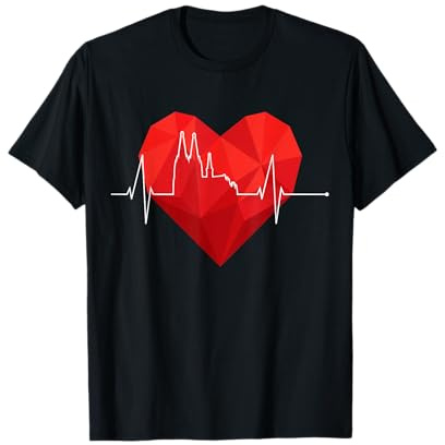 Köln Skyline Herzschlag Dom Herz Kölner Karneval Liebe Köln T-Shirt