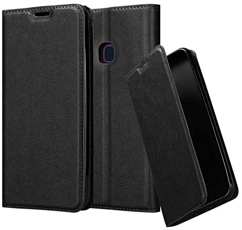 Cadorabo Hülle kompatibel mit Samsung Galaxy A10e / A20e aus Kunst Leder Flip Klappbare Stoßfeste Magnetische [Standfunktion] [Kartenfächern] Cover Hülle für Galaxy A10e / A20e Tasche in Schwarz