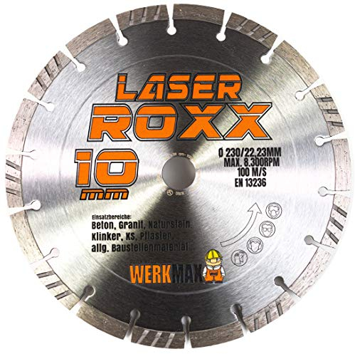 Werkmax Diamantscheibe 230 mm. Laser Roxx. Für Beton, Granit, Klinker, Mauerwerk und Ziegel
