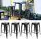 Tabouret de Bar Industrielle Lot de 4, Tabouret Haut 76cm Metal et Bois 150 KG, Ne Besoin d'installer (Noir, 4)
