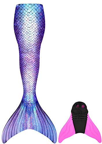 BAWADE Meerjungfrauenschwanz zum Schwimmen mit Meerjungfrau Flosse 110-170cm Höhe-Neues dickeres Gewebe, verschleißfester