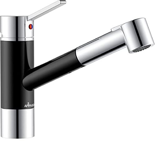 APPASO Küchenarmatur Hochdruck, Wasserhahn Küche mit herausziehbarer Brause, Spültischarmatur mit hohem Auslauf, Einhebel Mischbatterie Küche[Patentschutz]