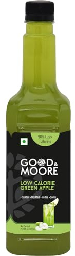 GOOD&MOORE Low Calorie Green Apple Syrup | 98% Less Calories | For Cocktails, Mocktails, Sodas, Juices, Iced Teas & More | Ready to Mix Concentrate | 250ml
