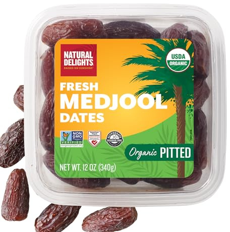 Natural Delights Medjool Dates Pitted Organic, Jumbo - 12 Oz Container