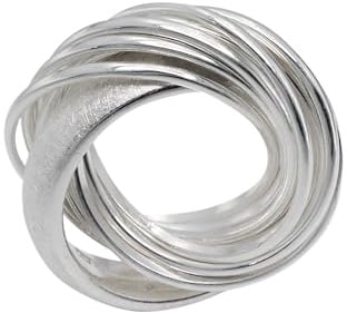 SILBERMOOS Damen Ring Mehrfachring massiv 10 Einzelringe gebürstet glänzend Sterling Silber 925