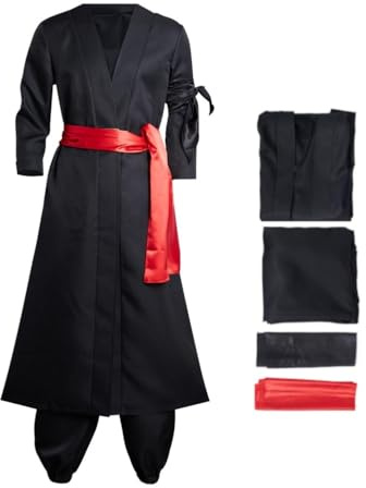 Adult Cosplay Costume Anime Kimono Robe Cloak Cape Wano Country Black Outfits Halloween Suit for Men Women