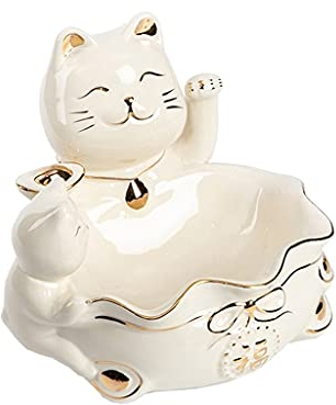 DMLZB Obstschale Glückliche Katze Keramik Obstteller Obstschüsseln Obsttablett für Gegenküche Arbeitsplatte Dekorative Obstkorb