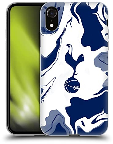 Head Case Designs Offizielle Tottenham Hotspur F.C. Blauer und Weißer Marmor Badge Soft Gel Handyhülle Hülle kompatibel mit Apple iPhone XR