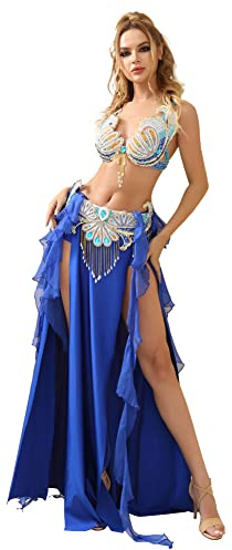 ROYAL SMEELA Belly Dancer Costumes for Women Belly Dancing Skirt Belly Dance Bra and Belt Carnival Bellydance Costume