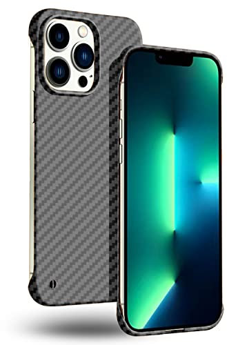 GRECAZO Ultra-Thin Frosted Soft Touch Skin Borderless Carbon Fiber Bump Texture Case for iPhone 13 Pro Phone Case 6.1(2021) Slim Minimalist Lightweight Frameless Matte Hard Cover Case-Black