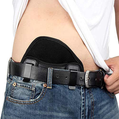 LENIAR Jagd Verdeckter Gürtelholster, Taktisches Pistolenholster Mit 2 Metallclips, Kompatibel Mit Glock 17 19 23 32, Für Linke Und Rechte Hand, Kunstleder Schwarz 19 * 21,5cm