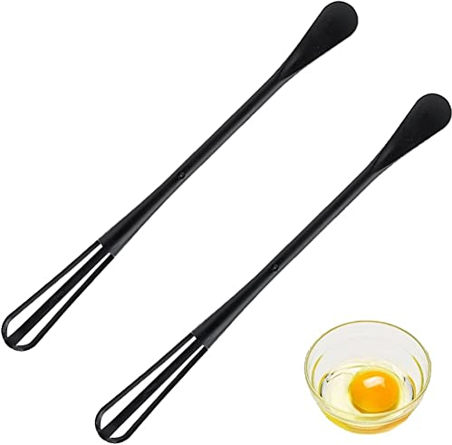 2pcs Œuf Fouet en Plastique Mini Ustensile De Cuisine De Batteur D'oeufs Multifonctionnels avec Cuillère À Café D'oeufs D'oeufs Accessoires
