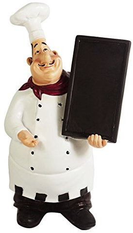 KiaoTime Chef-Figur, Küchendekoration mit Kreidetafel, Theke, Kochstatue, Sammlerstück, Zuhause, Küche, Koch, Dekoration, Statue für Arbeitsplatte, Schrank, Dekoration, Restaurant-Dekor