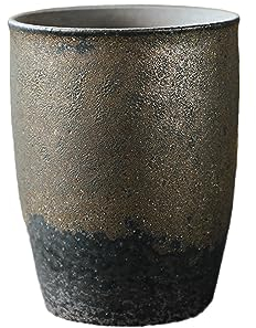 CAPIJIONG Tazza da caffè in ceramica ruvida in stile giapponese da 150 ml, grande tazza da caffè in ceramica antica per degustazione di tè in ceramica per ufficio, casa, ristorante, caffè, oro, 150 ml
