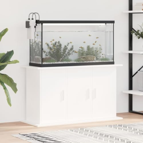 KRHINO Aquarien Schrank, Aquariumständer Weiß 101x41x58 cm Holzwerkstoff 6 Fächer mit Türen praktischen Stauraum Aquarien entwickelter Aquarium Tisch Aquarien Schrank für sicheren Stand