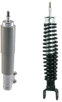Stoßdämpfer Set Vorderrad & Hinterrad passend für Vespa PK 50 80 100 125 SN XL Rush V HP – Hydraulisch, Grau und Schwarz