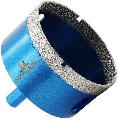 BRSCHNITT – Foret diamant sec, 68 mm, scie-cloche diamant avec tige triangulaire pour porcelaine, carrelage, céramique, pierre, granit, marbre