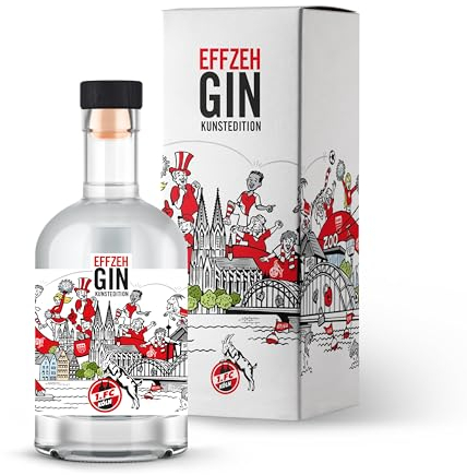 Effzeh Kunstedition by Andreas Ganther | mit hochwertiger Geschenkverpackung | Handcrafted Gin | 500ml Einzelflasche | 42% vol | hochwertiger Gin | Geschenkidee für echte FC Köln Fans