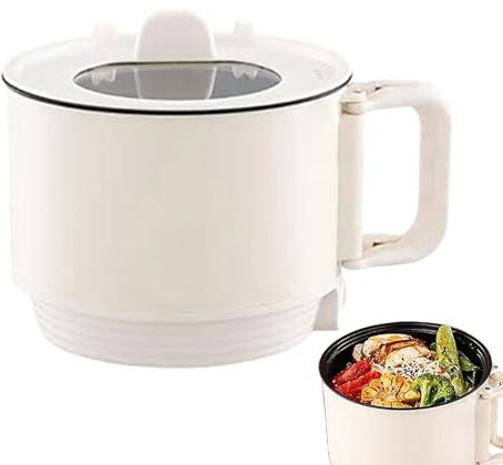 Smileshiney Cocina eléctrica - Olla Caliente eléctrica para Fideos con Olla Perezosa,Olla eléctrica portátil para Ramen, miniolla Multifuncional, máquina rápida para Hacer Fideos para sopas