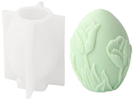 MONCAP Ostereier Silikonform Kerzen, Silikonform Ei Kerzen, Ostern Eier Gießform, 3D Ostern Blume Eier Silikonform Ostern Silikon Gießformen mit Blumen für Seife Kerzen Gips Ostergeschenke