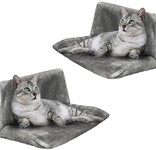 Lizzy 2 x Faux Fur Cat Radiator Bed | Warm And Cosy Pet Radiator Bed | Strong Durable Metal Frame And Comfortable Fleece Cover Ideal For Cats & Small Dogs Puppies