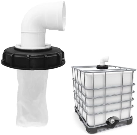 mizikuu IBC Deckelfilter, 90° IBC Deckel Filter 163mm Nylon Regenwasserfilter Auswaschbar mit Deckel IBC Filterdeckelmit Bogen IBC Tank Filter IBC Tank Zubehör für IBC Regenwassertank DN 150