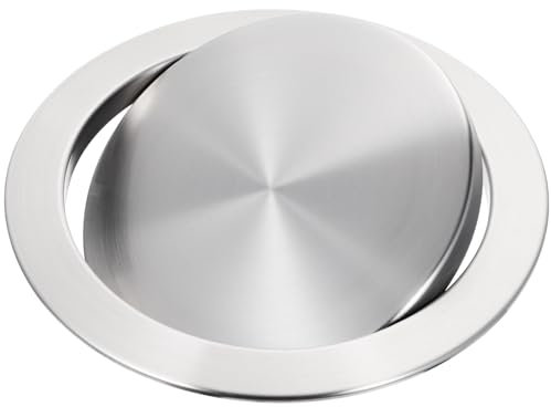 ABOOFAN Drop-in Countertop Trash Bin Lid, Round Waste Chute Lid Stainless Steel Balance Flap Cover Recessed Trash Grommets Swing Trash Can Lid Accessories fit 18-20cm Hole