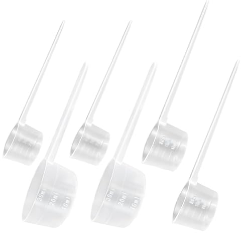 6 PCS Protein Powder Scoop, Plastic Measuring Spoons, 5g 10g 15g Dishwasher Safe Reusable Spoons Transparent Dosing Spoon for Flour Coffee Kitchen Supplies